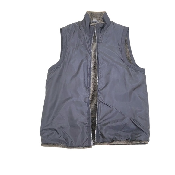 Marc New York reversible taupe brown faux fur black nylon zip up vest sz large - Picture 4 of 10